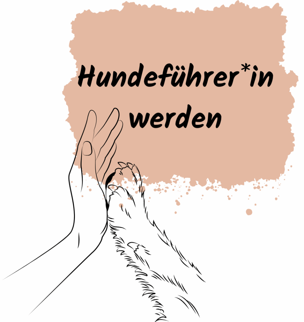 Das Bild zeigt eine emotionale Szene in stilisierter Linienzeichnung auf weißem Hintergrund. Links im Bild ist eine menschliche Hand dargestellt, die sich sanft nach rechts ausstreckt. Ihr gegenüber liegt eine Hundepfote in der Handfläche – beide berühren sich in einer Geste der Verbundenheit und des Vertrauens.
Hinter den Händen befindet sich eine unregelmäßige,orange- beigefarbene Fläche mit Sprenkeleffekt, die wie ein Pinselstrich wirkt. Darauf steht in großer, schwarzer, handschriftlich wirkender Schrift: „Hundeführerin werden“*
Die Gestaltung vermittelt Nähe, Partnerschaft und Engagement – passend für eine Website, die Menschen dazu einlädt, sich als Hundeführer*in in der Rettungshundestaffel zu engagieren.

